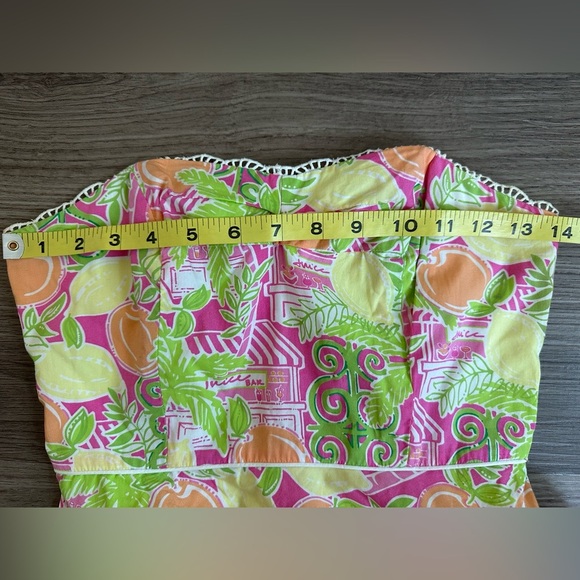 Lilly Pulitzer Lemon Green Pink Crochet Strapless dress Cocktail Party - Picture 4 of 12